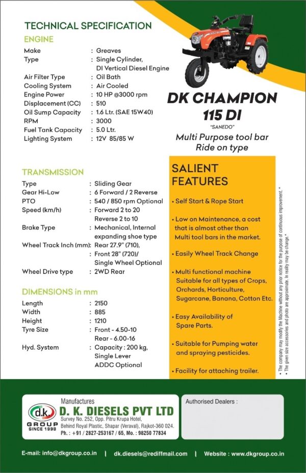 115 DI DK CHAMPION 12 - specifications