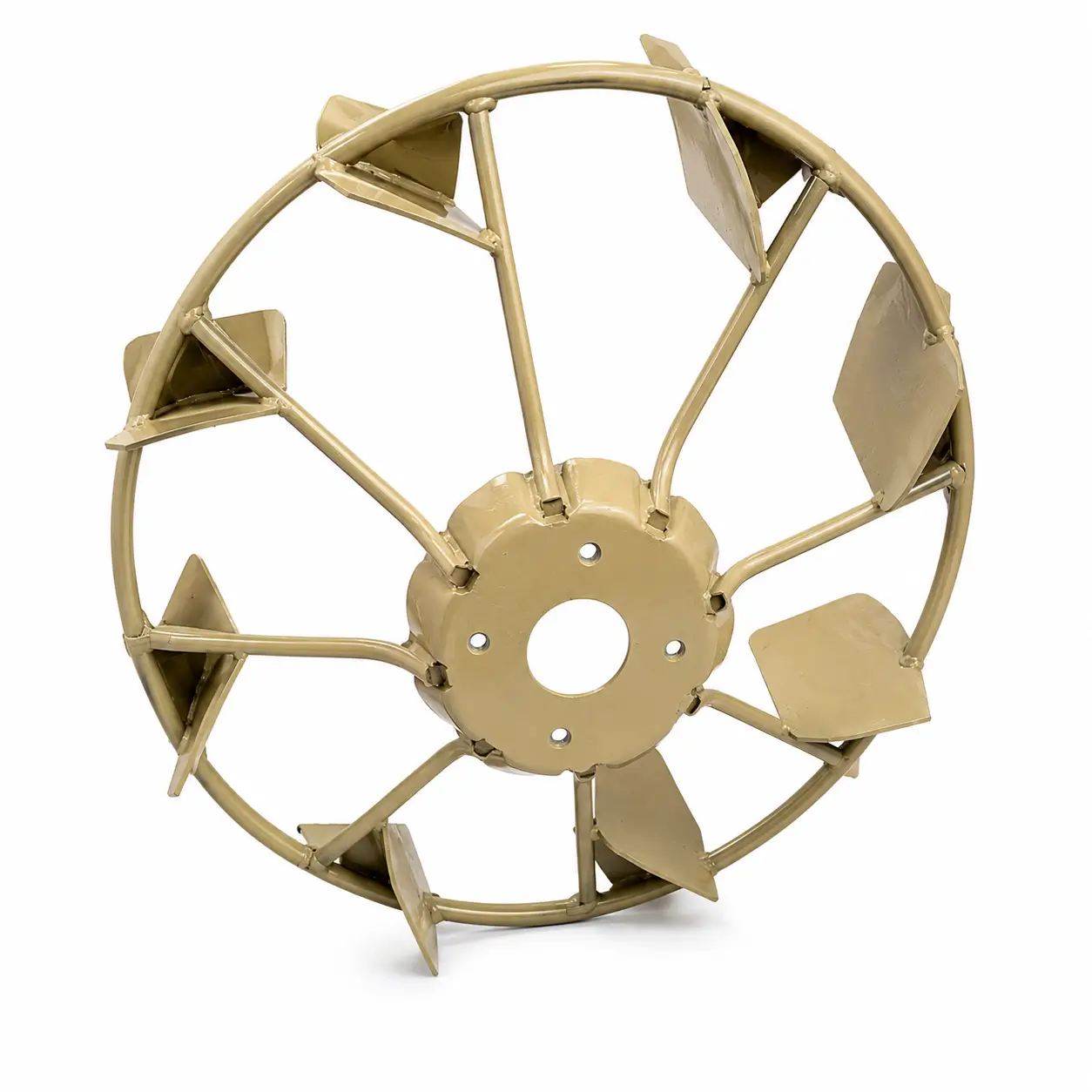 Power Tiller Cage Wheel | Heavy Duty Paddy Field Iron Cage Wheel | Om Agro India Industrial agricultural wheel on white backdrop